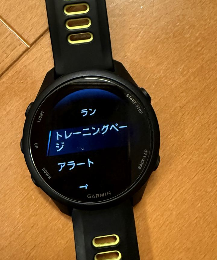 Garminトレーニングページ